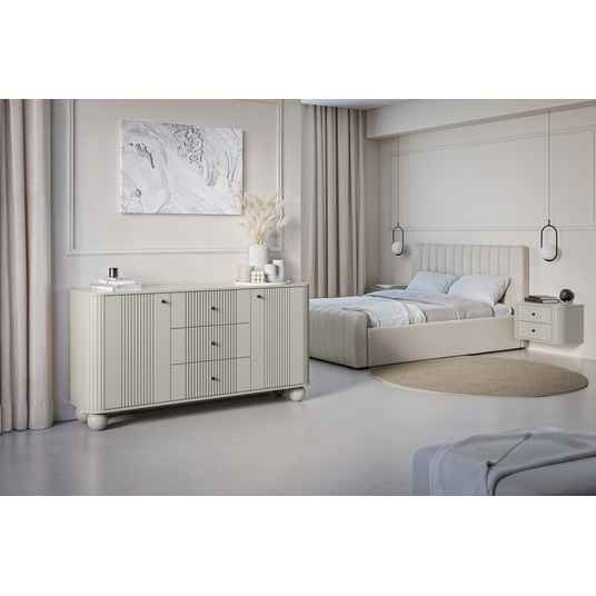 2 x VESPER öökapp 56 2SZ cashmere mdf cashmere mustad käepidemed rippuvad