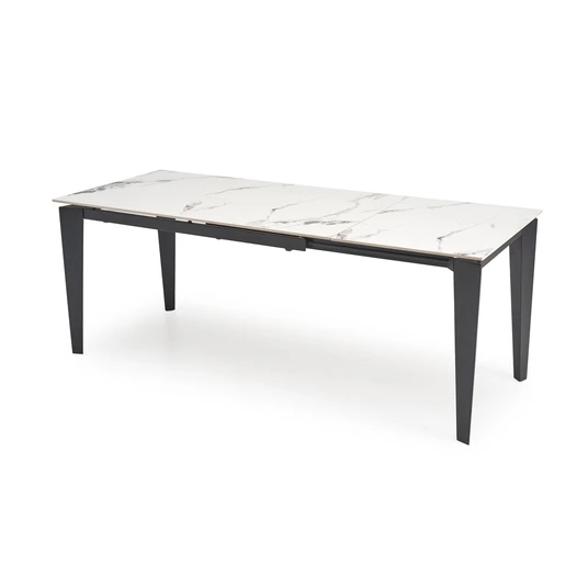 FELIX extension table, white marble / black