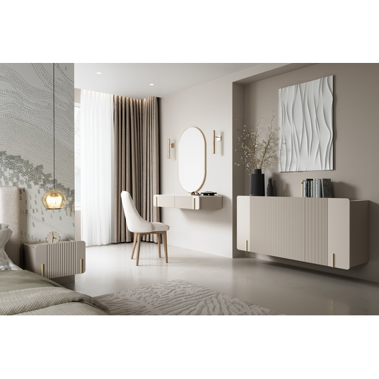 Wall Mounted Dressing Table Malmi - Cashmere / Crema Bianca / Gold