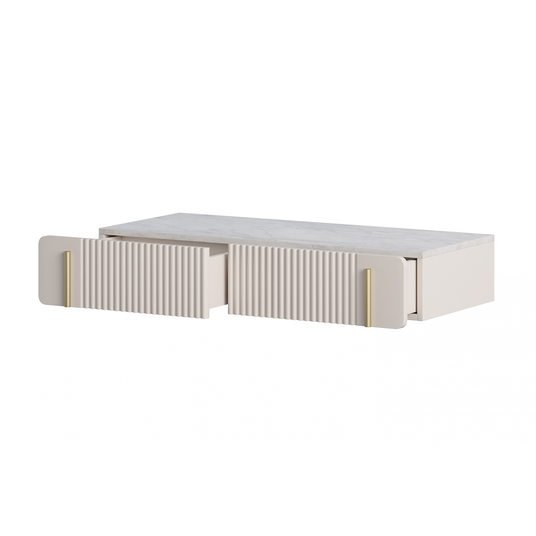 Wall Mounted Dressing Table Malmi - Cashmere / Crema Bianca / Gold