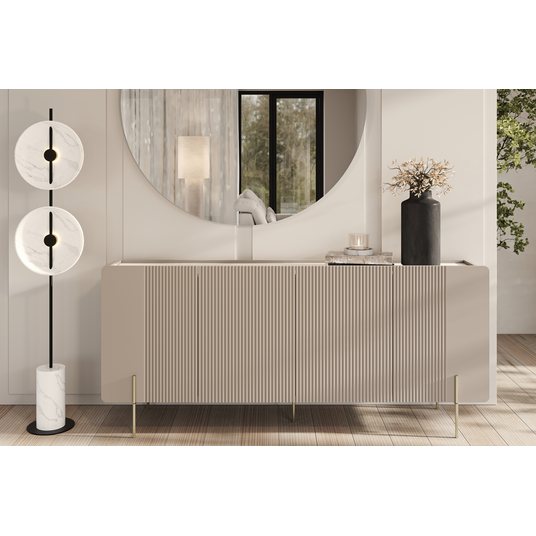 Chest Of Doors Malmi 200 Cm - Cashmere / Crema Bianca / Gold Legs