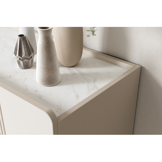 Chest Of Doors Malmi 200 Cm - Cashmere / Crema Bianca / Gold Legs