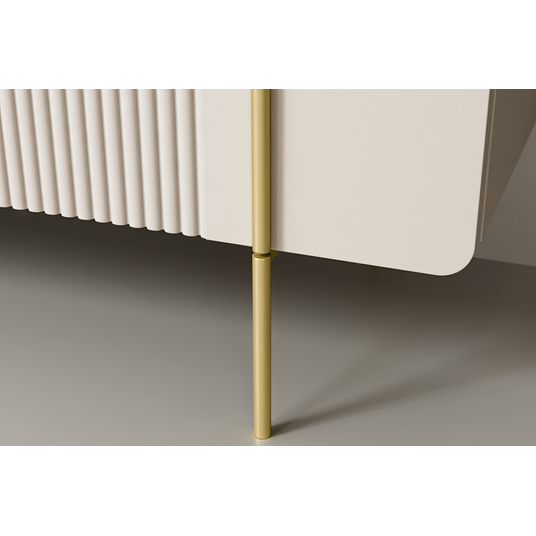 Chest Of Doors Malmi 200 Cm - Cashmere / Crema Bianca / Gold Legs