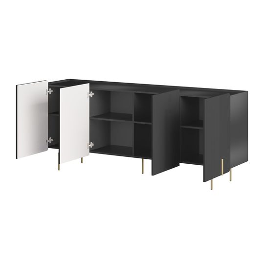 Chest Of Doors Malmi 200 Cm - Black / Gold Legs