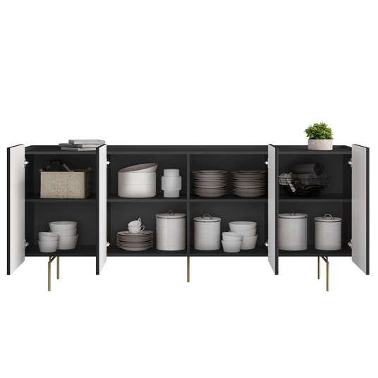 Chest Of Doors Malmi 200 Cm - Black / Gold Legs