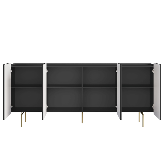 Chest Of Doors Malmi 200 Cm - Black / Gold Legs