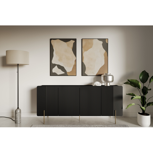 Chest Of Doors Malmi 200 Cm - Black / Gold Legs