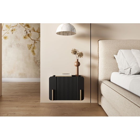Wall Mounted Night Stand Malmi - Black / Gold