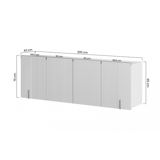Chest Of Doors Wall Mounted Malmi 200 Cm - Cashmere / Crema Bianca / Gold