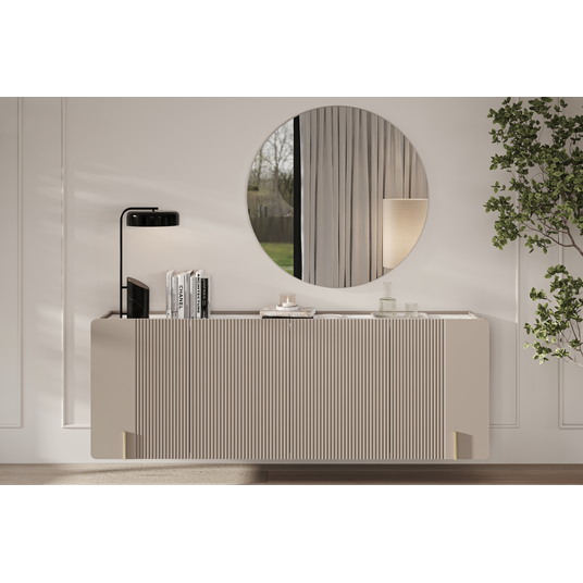 Chest Of Doors Wall Mounted Malmi 200 Cm - Cashmere / Crema Bianca / Gold