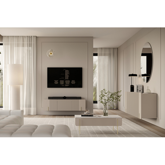 Chest Of Doors Wall Mounted Malmi 200 Cm - Cashmere / Crema Bianca / Gold