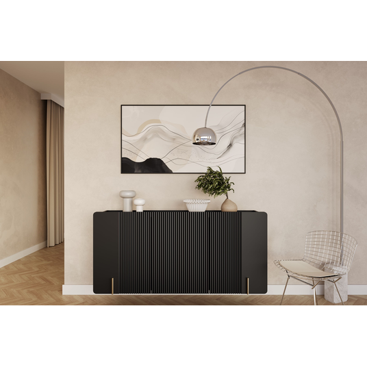 Chest Of Doors Wall Mounted Malmi 150 Cm - Black / Gold