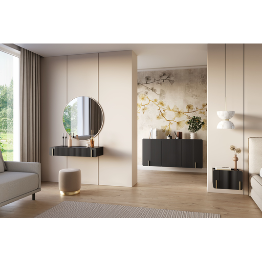 Chest Of Doors Wall Mounted Malmi 150 Cm - Black / Gold