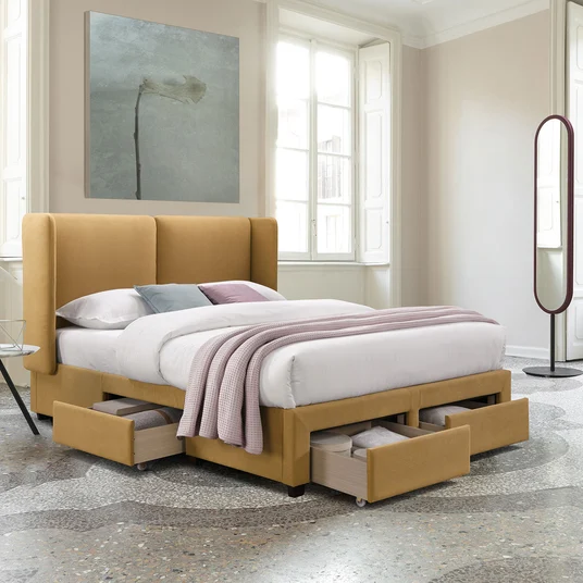 Bed SUGI 160x200cm, yellow