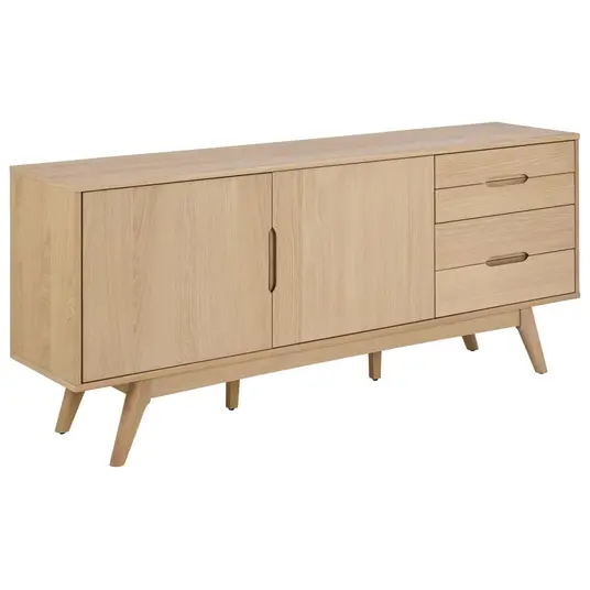 Marte sideboard, Top oak veneer white pigm, Base oak veneer white pigm, 180x40x75 cm
