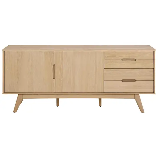 Marte sideboard, Top oak veneer white pigm, Base oak veneer white pigm, 180x40x75 cm