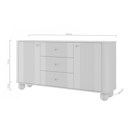 Chest Of Doors Vesper 160 Cm With 3 Drawers - Black / Black Handles
