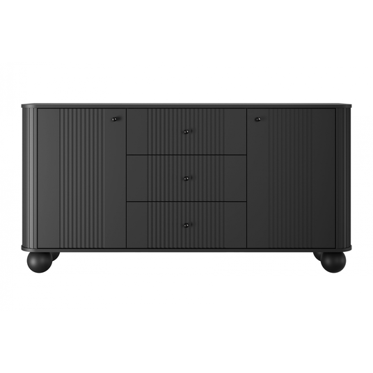 Chest Of Doors Vesper 160 Cm With 3 Drawers - Black / Black Handles