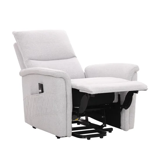 Recliner armchair GIANNI with electric lifting mechanism, grayish-white
