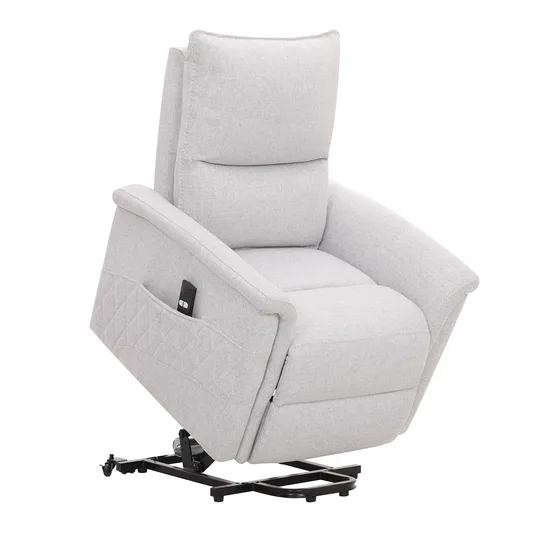 Recliner armchair GIANNI with electric lifting mechanism, grayish-white