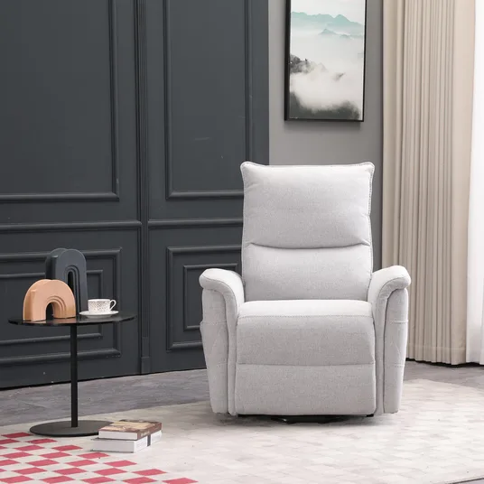 Recliner armchair GIANNI with electric lifting mechanism, grayish-white