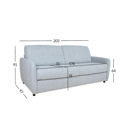 Diivanvoodi BRANDON 3-kohaline 203x97xH91cm, sinakashall melange