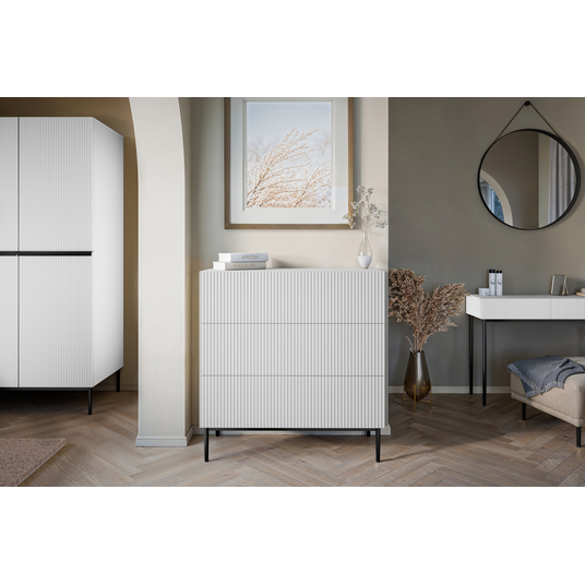 NICOLE sahtlikapp 100 3SZ - valge matt / must raam