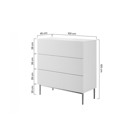NICOLE sahtlikapp 100 3SZ - valge matt / must raam