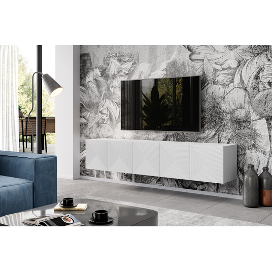 Tv Set Wall Mounted Asha 200 Cm - White Mat