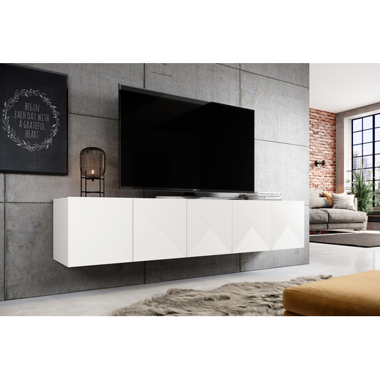 Tv Set Wall Mounted Asha 200 Cm - White Mat
