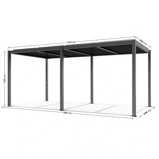 Pergola LUXE 5,8 x 3 m, antratsiit, LED-valgustusega