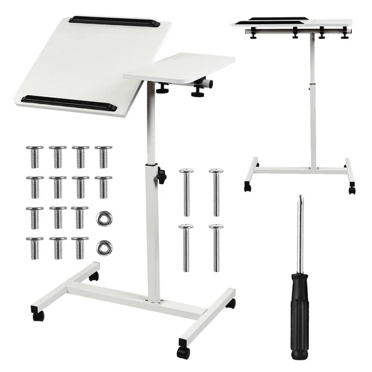 Maclean mobiilne laua-/laptopstatiiv, valge, reguleeritav kõrgus 59-89 cm, max. 30 kg , MC-121 W