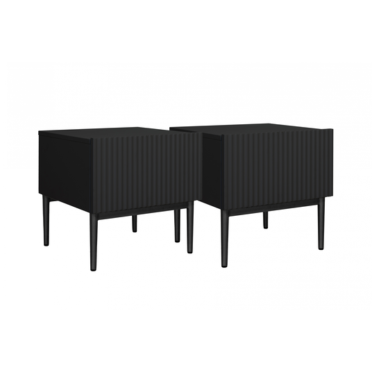 Set Of Night Stand Nicole 2 Pcs. - Black Mat / Black Legs