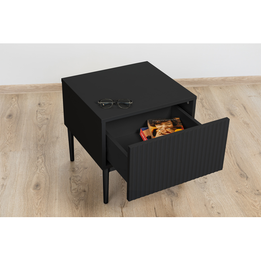 Set Of Night Stand Nicole 2 Pcs. - Black Mat / Black Legs