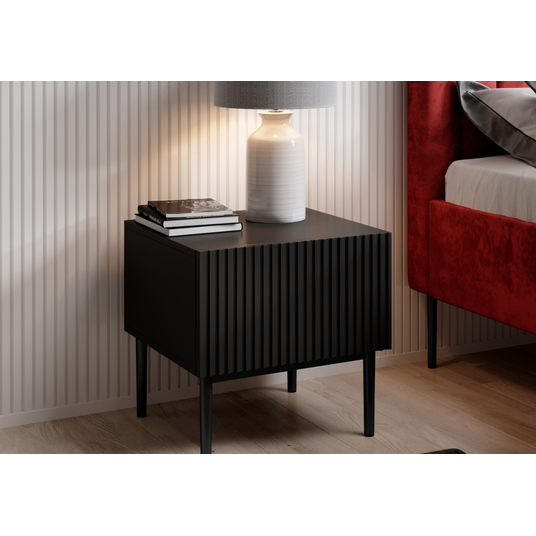 Set Of Night Stand Nicole 2 Pcs. - Black Mat / Black Legs