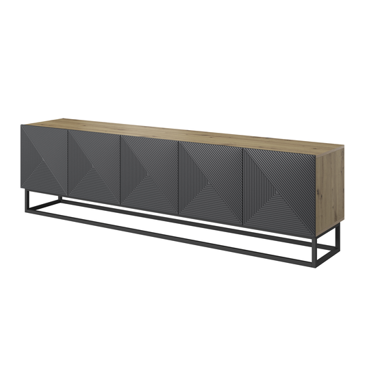 Tv Set Asha 200 Cm With Metal Legs - Artisan / Rivier Stone Mat