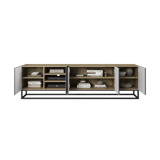Tv Set Asha 200 Cm With Metal Legs - Artisan / Rivier Stone Mat