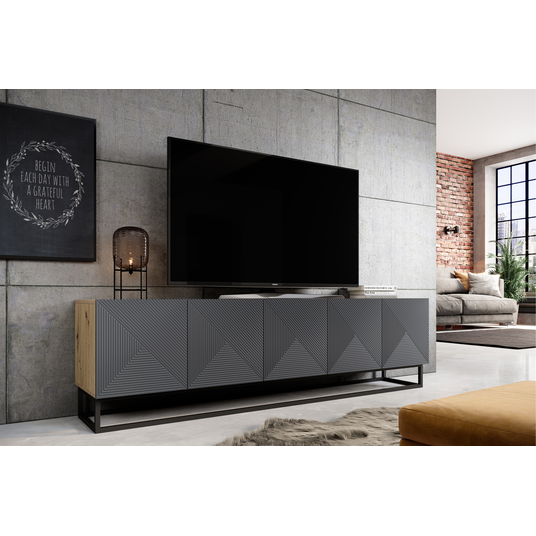 Tv Set Asha 200 Cm With Metal Legs - Artisan / Rivier Stone Mat
