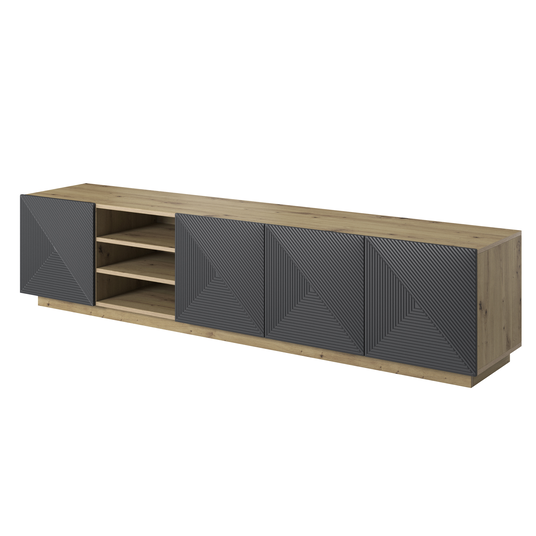 TV komplekt Asha 200 cm avatud riiuliga - Artisan / Rivier Stone Mat