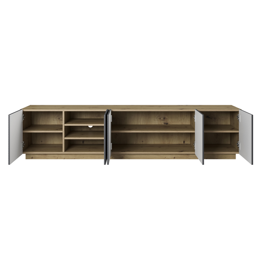 TV komplekt Asha 200 cm avatud riiuliga - Artisan / Rivier Stone Mat