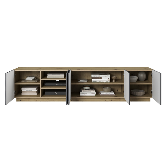 TV komplekt Asha 200 cm avatud riiuliga - Artisan / Rivier Stone Mat