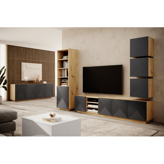 TV komplekt Asha 200 cm avatud riiuliga - Artisan / Rivier Stone Mat