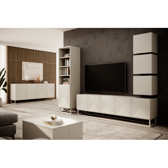 Chest Of Doors 200 Cm Asha With Metal, Cashmere Legs - Cashmere