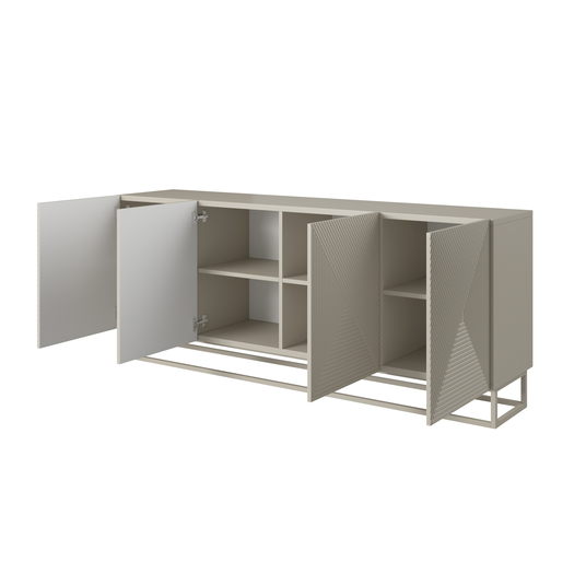 Chest Of Doors 200 Cm Asha With Metal, Cashmere Legs - Cashmere