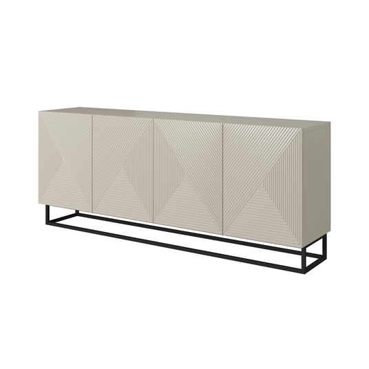 Chest Of Doors 200 Cm Asha With Metal, Black Legs - Cashmere
