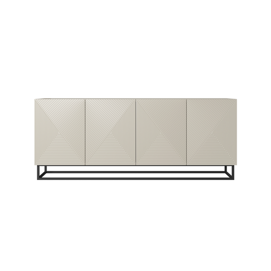 Chest Of Doors 200 Cm Asha With Metal, Black Legs - Cashmere