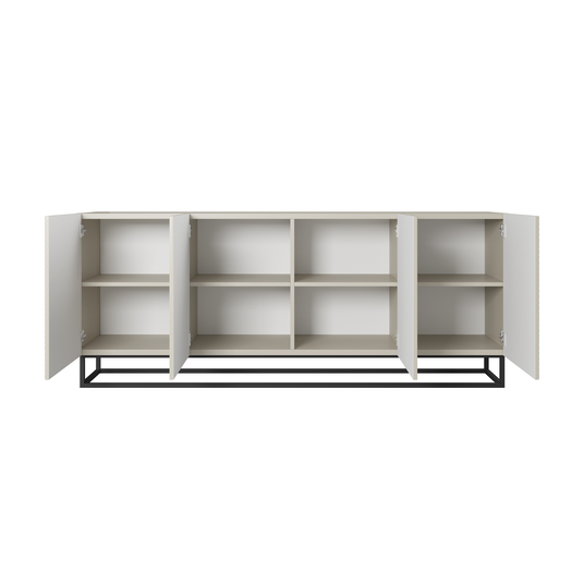 Chest Of Doors 200 Cm Asha With Metal, Black Legs - Cashmere