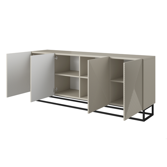 Chest Of Doors 200 Cm Asha With Metal, Black Legs - Cashmere