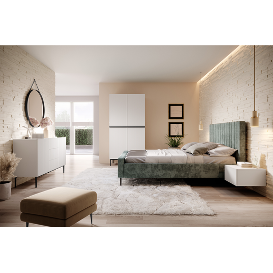 Chest Of Doors Nicole 150 Cm With 3 Drawers - White Mat / Black Legs