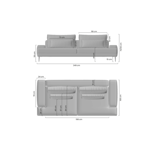 Sofa Nicole With Sleeping Area / Perfect Harmony 85 / Black Legs